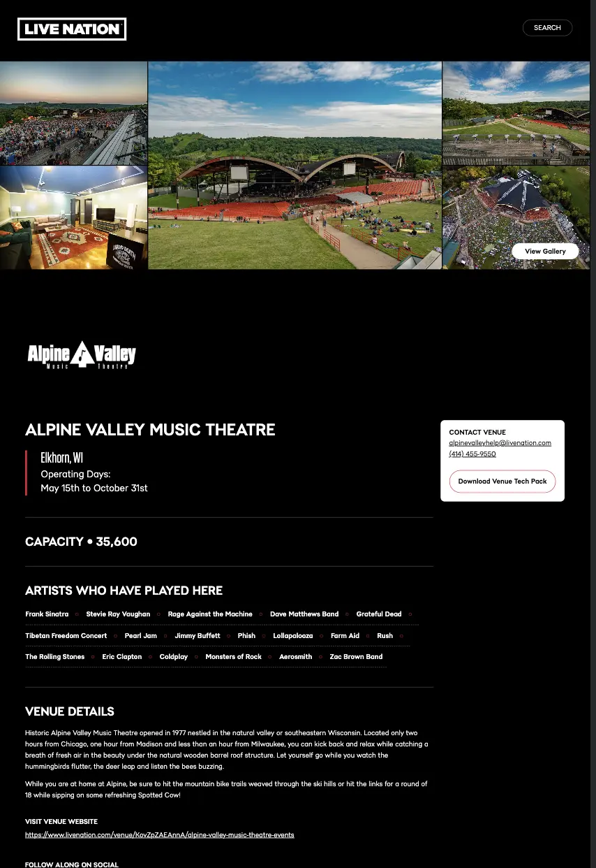 Venue page